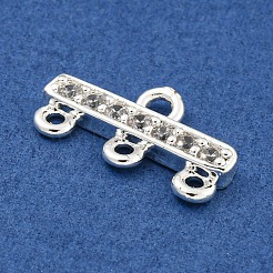 Rack Plating Brass Micro Pave Clear Cubic Zirconia Rectangle Chandelier Component Links&nbsp;X-KKB-L215-037S