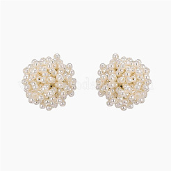 Flower Alloy Plastic Imitation Pearl Stud Earrings&nbsp;FS-WGFEC53-01