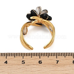 304 Stainless Steel Adjustable Cuff Rings with Glass Crystal&nbsp;RJEW-V010-05G