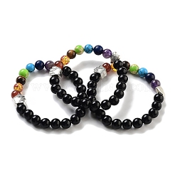 Chakra Round Natural Mixed Stone Beaded Stretch Bracelets&nbsp;BJEW-K251-05