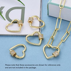 Brass Micro Pave Clear Cubic Zirconia Screw Carabiner Lock Charms&nbsp;ZIRC-E164-07G