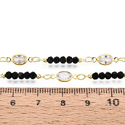 Brass Cubic Zirconia Oval Link Chains&nbsp;CHC-T018-20A-G