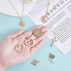 7Pcs 7 Styles Rack Plating Brass Micro Pave Cubic Zirconia Pendants&nbsp;ZIRC-SZ0004-86
