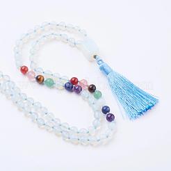 Opalite Tassel Pendant Necklaces&nbsp;NJEW-P193-A08
