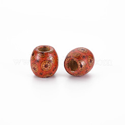 Printed Natural Wood Beads&nbsp;WOOD-S053-62A