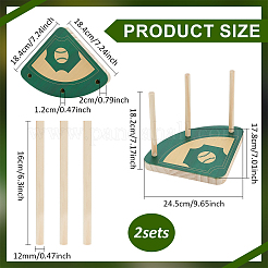 Baseball Theme Wood Ring Organizer Display Stands with 3 Sticks Supports&nbsp;RDIS-WH0030-01B