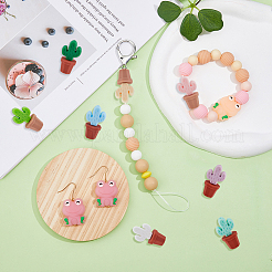 10 Sets 10 Colors Cactus & Potted Plants Food Grade Eco-Friendly Silicone Focal Beads&nbsp;SIL-DC0001-22