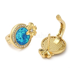 Rack Plating Brass Synthetic Opal Hoop Earrings for Women&nbsp;EJEW-P277-03C-G