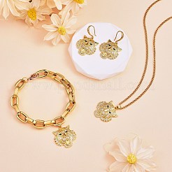 5Pcs Brass Micro Pave Clear & Green Cubic Zirconia Pendants&nbsp;ZIRC-SZ0003-17
