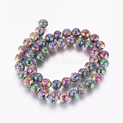 Electroplated Natural Lava Rock Beads Strands&nbsp;G-G826-06-8mm