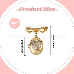 4Pcs Brass Micro Pave Clear Cubic Zirconia Locket Brooch&nbsp;JEWB-PH01313