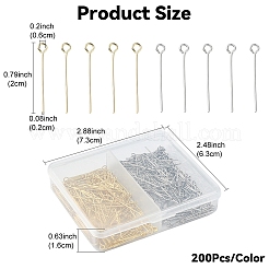 400Pcs 2 Colors 304 Stainless Steel Eye Pin&nbsp;FIND-YW0005-14