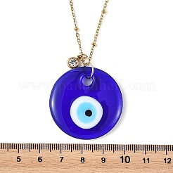 Handmade Lampwork Blue Evil Eye Pendant 304 Stainless Steel Satellite Chain Necklaces&nbsp;NJEW-JN06471