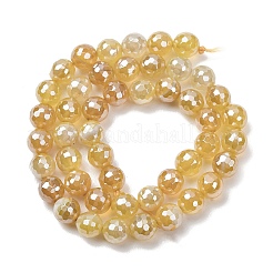 Electroplated Natural Agate Beads Strands&nbsp;G-B191-A07-8mm-08