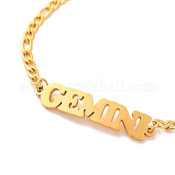 Constellation 202 Stainless Steel Figaro Chain Link Bracelets for Women Men&nbsp;LS-AJEW-U006-01A