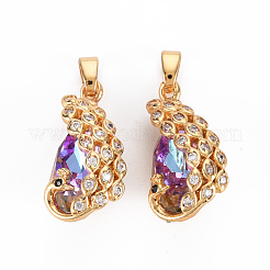 Rack Plating Brass Micro Pave Clear Cubic Zirconia Charms&nbsp;KK-T060-29-RS