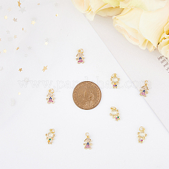 8Pcs 2 Style Brass Micro Pave Cubic Zirconia Charms&nbsp;KK-DC0003-16