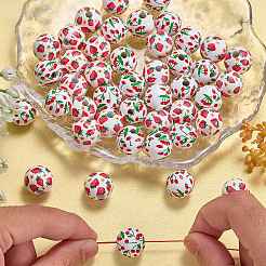 50Pcs 2 Styles Fruit Printed Wood European Beads&nbsp;WOOD-SZ0001-30