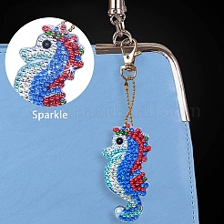 DIY 5D Sea Horse Diamond Painting Keychain Kit&nbsp;DIY-WH0161-59A