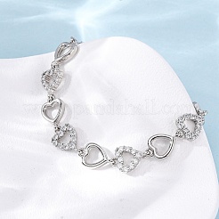 Brass Micro Pave Clear Cubic Zirconia Link Bracelets for Women&nbsp;BJEW-D342-03P