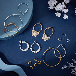 48 Pairs 4 Style Iron Hoop Earring Findings&nbsp;IFIN-CA0001-56