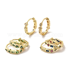 Brass Micro Pave Cubic Zirconia Hoop Earrings&nbsp;EJEW-P322-02G