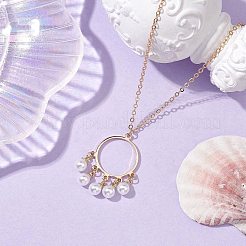 ABS Plastic Imitation Pearl with Brass Pendant Necklaces&nbsp;NJEW-JN04904