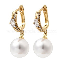Brass Micro Pave Cubic Zirconia Hoop Earring&nbsp;EJEW-H180-09G