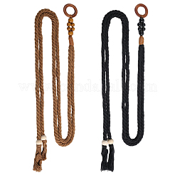 2Pcs 2 Colors Handmade Weaving Cotton Tie Knot Waist Chain Belts for Women Ladies Dress&nbsp;AJEW-CP0010-56C