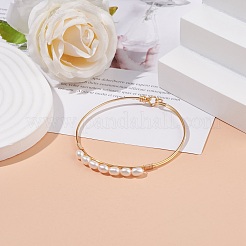 Natural Pearl Beaded Bangle&nbsp;BJEW-JB08163-02