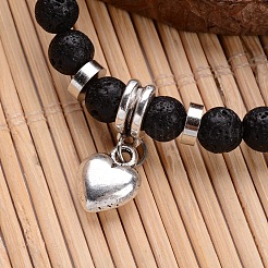 Natural Lava Rock Beaded Stretch Charm Bracelets&nbsp;BJEW-JB02095-02