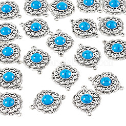 Tibetan Style Alloy with Resin Imitation Turquoise Connector Charms&nbsp;FIND-TAC0035-47AS-10