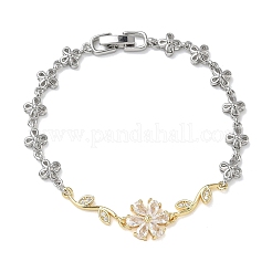 Brass Micro Pave Cubic Zirconia Link Chain Bracelets for Women&nbsp;BJEW-C156-04A-01GP