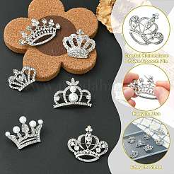 7Pcs 7 Styles Crystal Rhinestone Crown Brooch Pin with Plastic Pearl Beaded&nbsp;JEWB-CJ0003-19