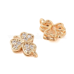 Brass Pave Clear Cubic Zirconia Connector Charms&nbsp;KK-B100-027G
