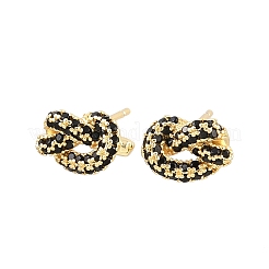 knot Brass Micro Pave Cubic Zirconia Stud Earrings&nbsp;EJEW-C174-01G