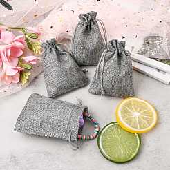 Polyester Imitation Burlap Packing Pouches Drawstring Bags&nbsp;ABAG-R005-9x12-04
