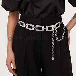 Zinc Alloy Textured Rectangle Link Chain Waist Chain Belts for Women&nbsp;FS-WG590D2-02