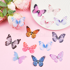 60Pcs 12 Colors  Polyester Butterfly Ornament Accessories&nbsp;FIND-SP0004-59