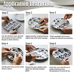 6Pcs 6 Paper Ceramic Decals&nbsp;DIY-SD0002-10C