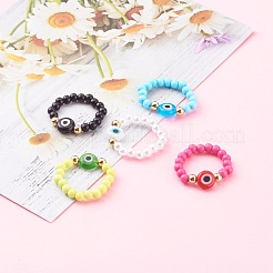 Acrylic Beaded Stretch Rings&nbsp;RJEW-JR00340