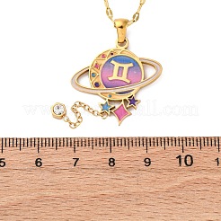 304 Stainless Steel Hot Pearl Enamel Constellation Planet Pendant Necklaces&nbsp;NJEW-D310-01I-G
