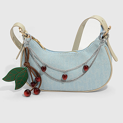 1Pc Zinc Alloy with Resin and PU Leather Dark Red Cherry Purse Decorative Chains&nbsp;AJEW-SC0002-99C