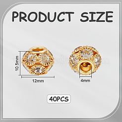 40Pcs Brass Rhinestone Beads&nbsp;RB-UN0001-21