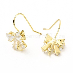 Brass Micro Pave Clear Cubic Zirconia Earring Hooks&nbsp;ZIRC-K087-23G