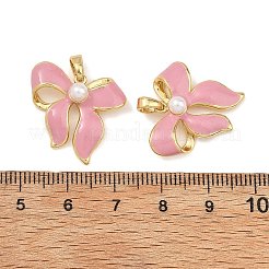 Brass Enamel and ABS Imitation Pearl Pendants&nbsp;KK-T001-05G