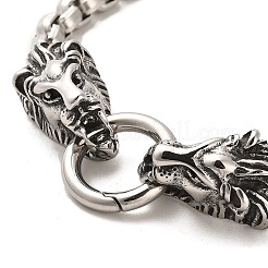 304 Stainless Steel Box Chain Bracelets with Lion Clasps&nbsp;BJEW-E094-05AS