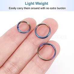 15Pcs 3 Styles Rainbow Color Titanium Alloy Split Rings&nbsp;FIND-OC0001-94