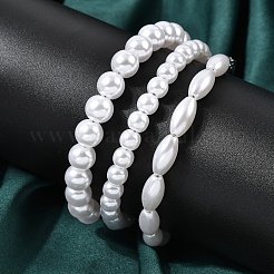 Plastic Pearl Beaded Bracelets for Women&nbsp;BJEW-L716-01P