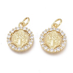 Brass Micro Pave Clear Cubic Zirconia Charms&nbsp;ZIRC-Q024-04G